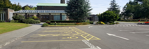 The disabled parking bays in the main car park